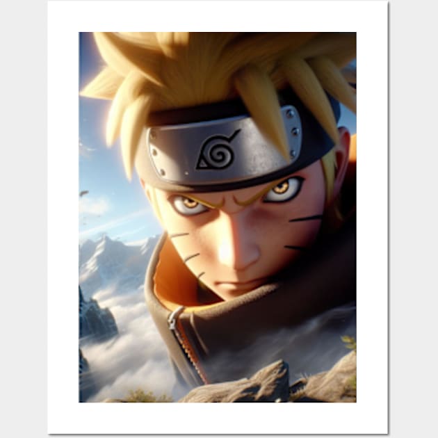 Naruto top a mountain peak Wall Art by Cuddle : Prints & Designs